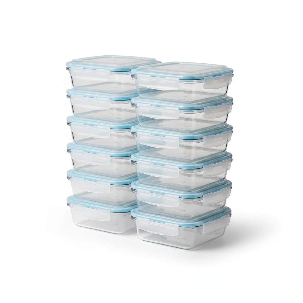 Kit Potes de Vidro Herméticos 640ml com Vedação Total e 4 Travas