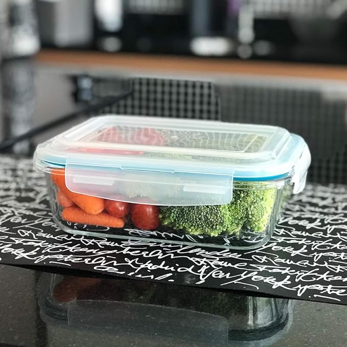 Kit Potes de Vidro Herméticos 640ml com Vedação Total e 4 Travas 